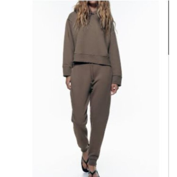 Zara - Ribbed Hoodie & Pants in Mink - Size M - Next to new - Picture 2 of 13